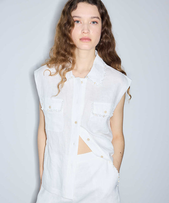 Linen Shorts with Embellishments
