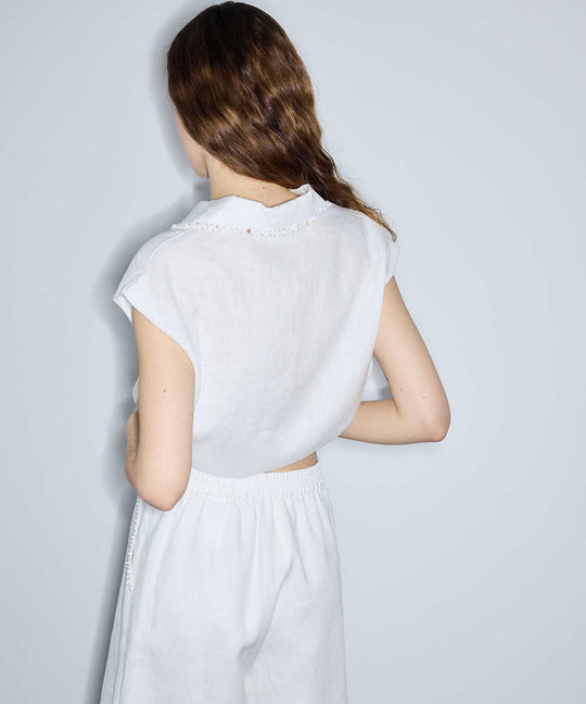 Linen Shorts with Embellishments