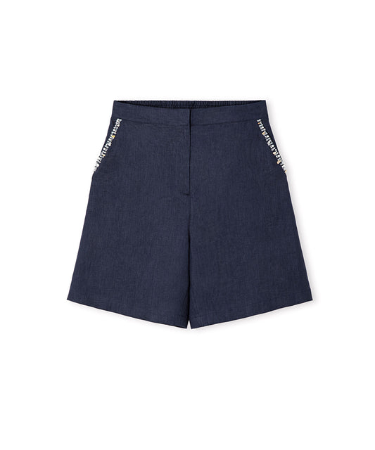 Linen Shorts with Embellishments