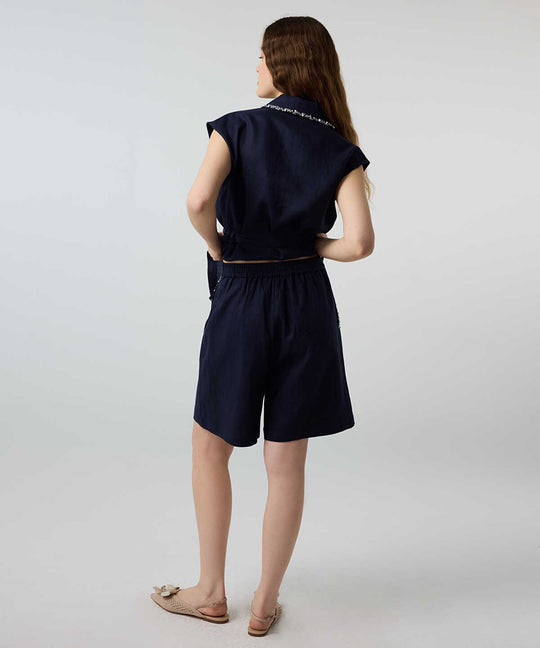 Linen Shorts with Embellishments