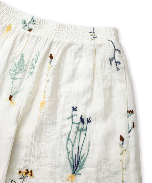 Embroidered Elastic-Waist Shorts