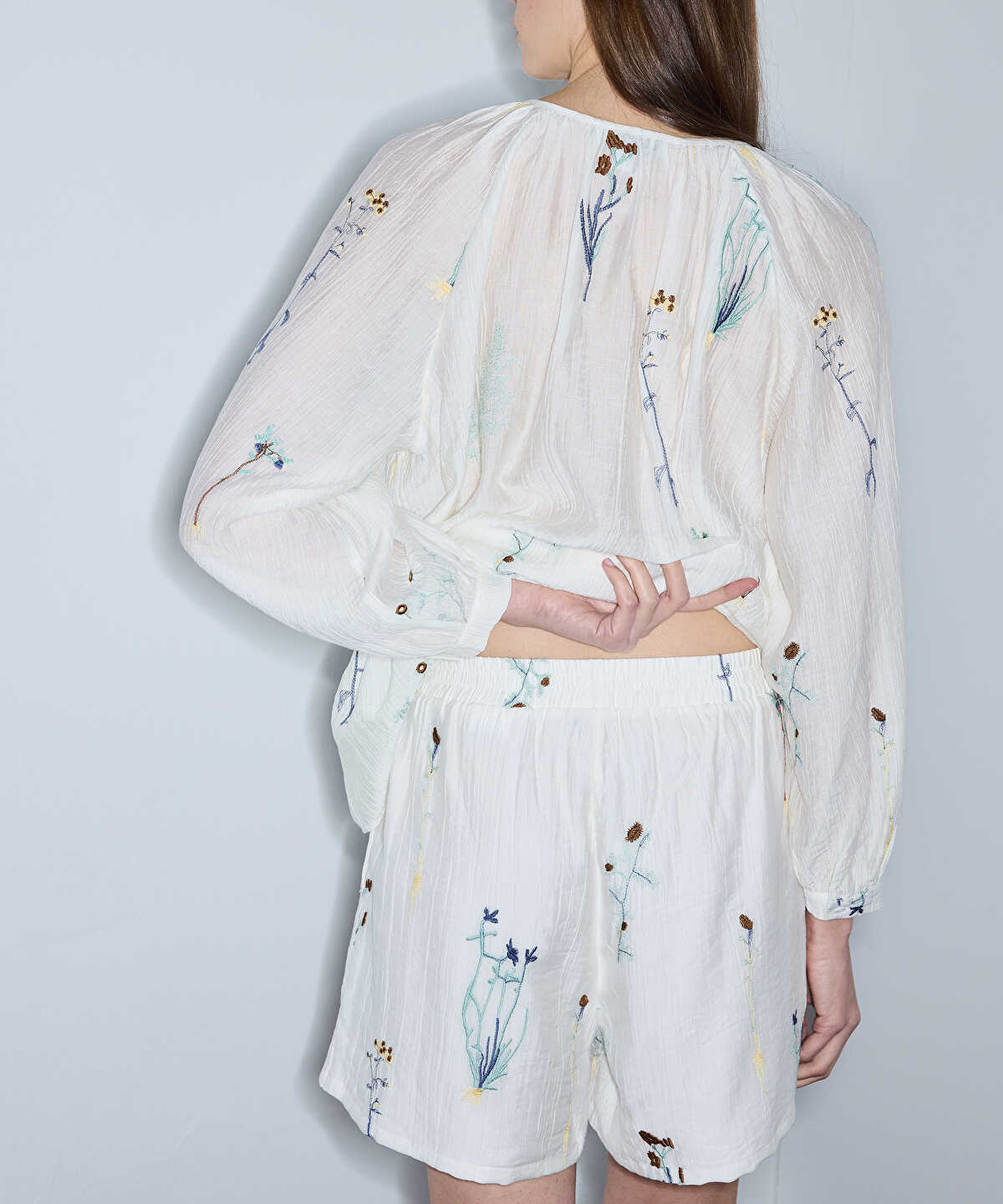 Embroidered Elastic-Waist Shorts