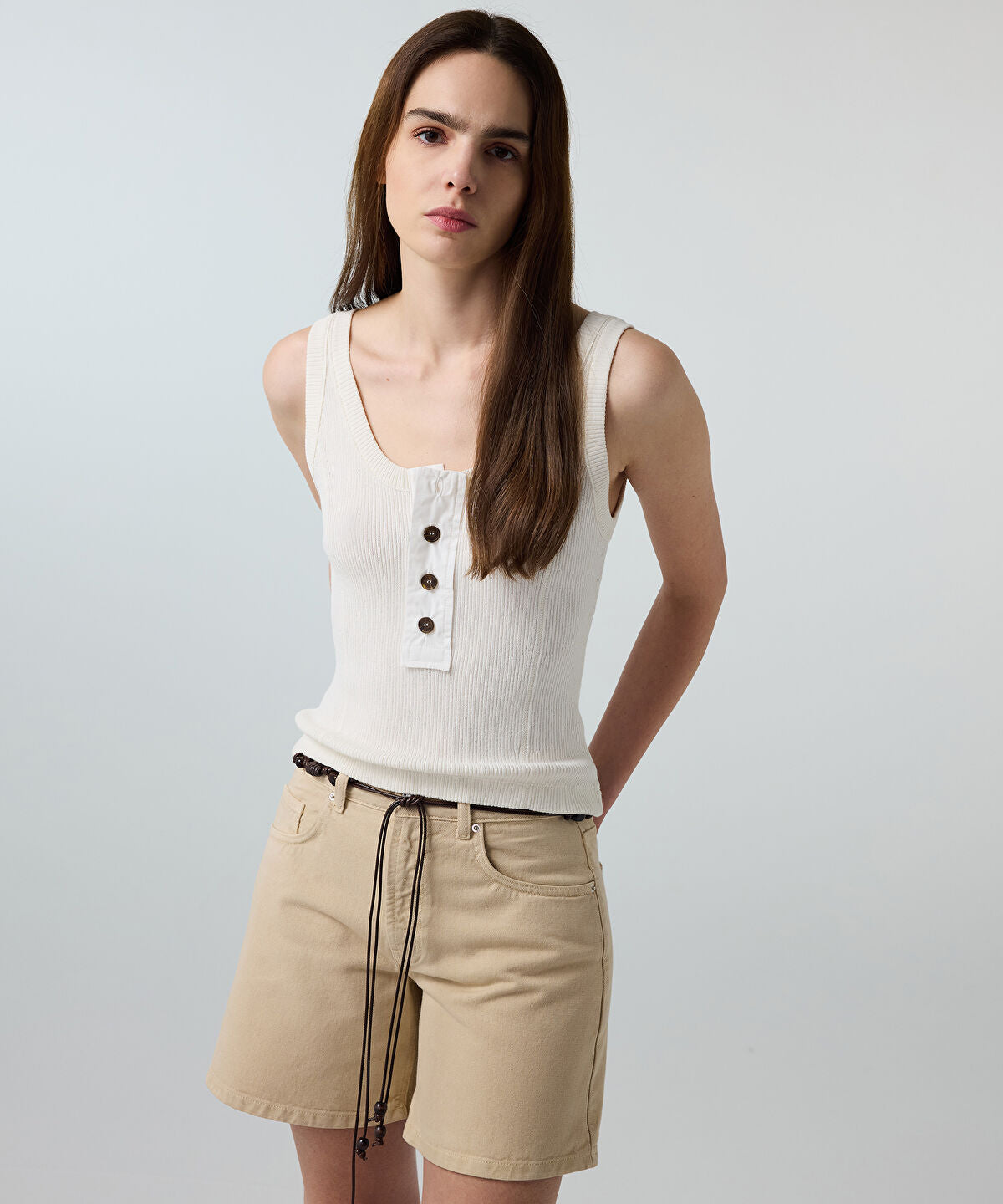 Zoomed Belted Non-Denim Shorts