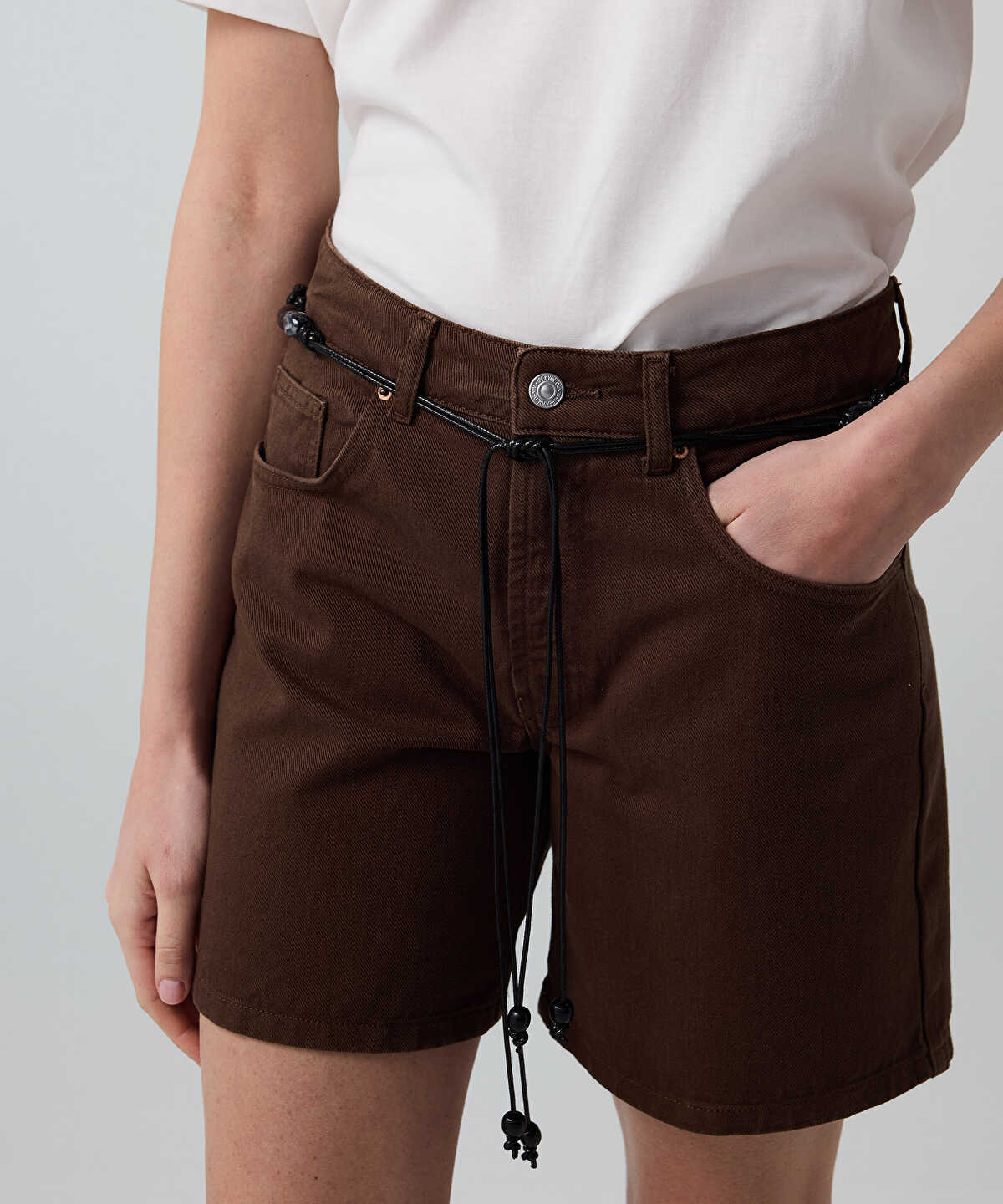 Belted Mom Fit Shorts