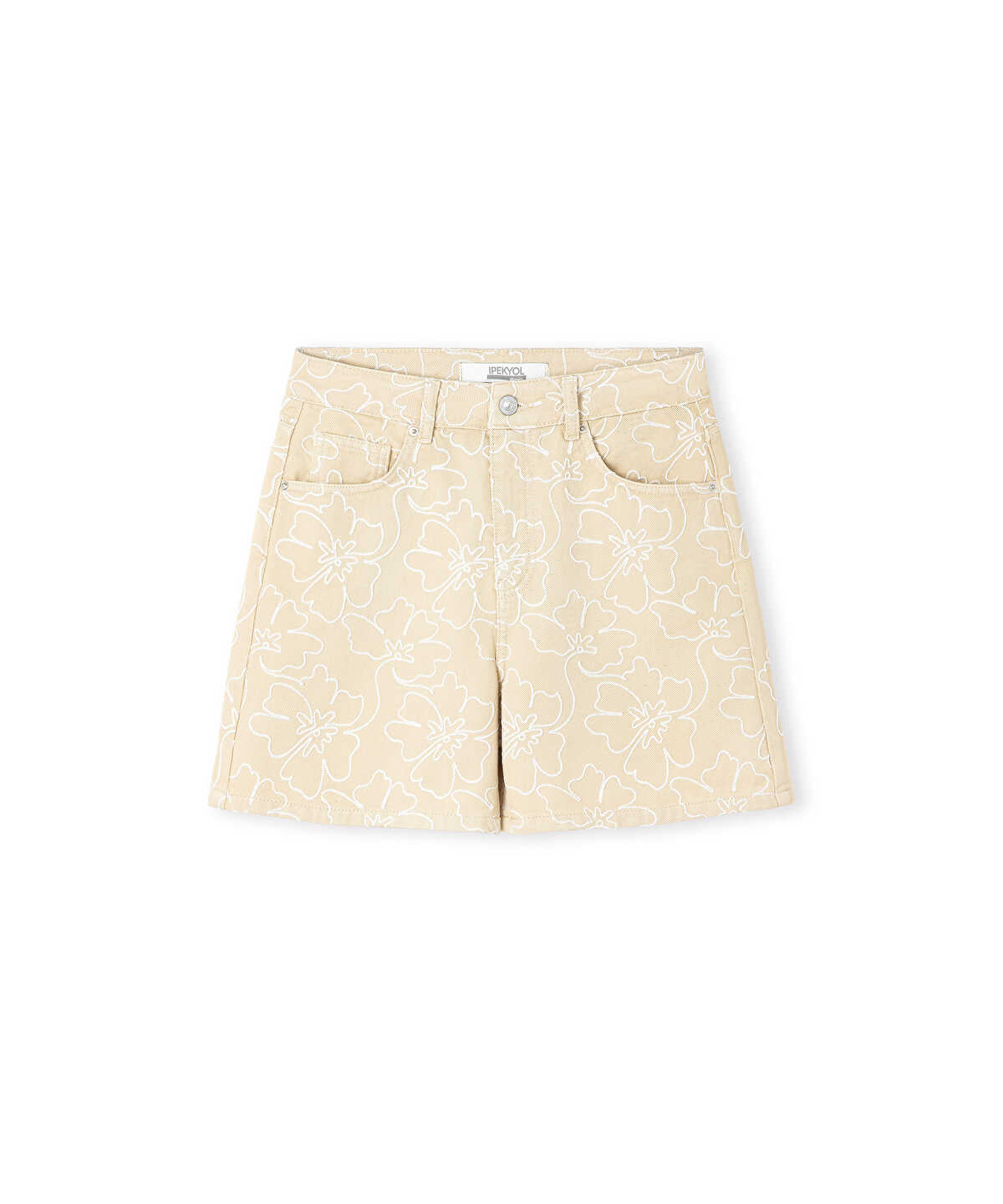 Embroidered Denim Shorts