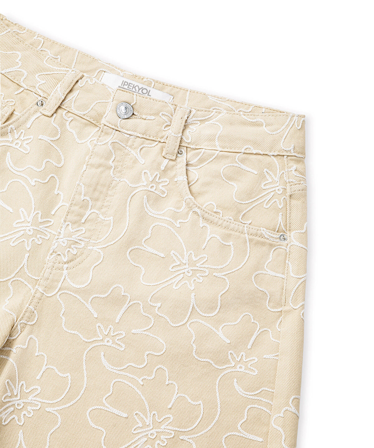 Zoomed Embroidered Denim Shorts