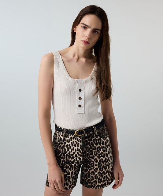 Leopard Print Non-Denim Shorts 