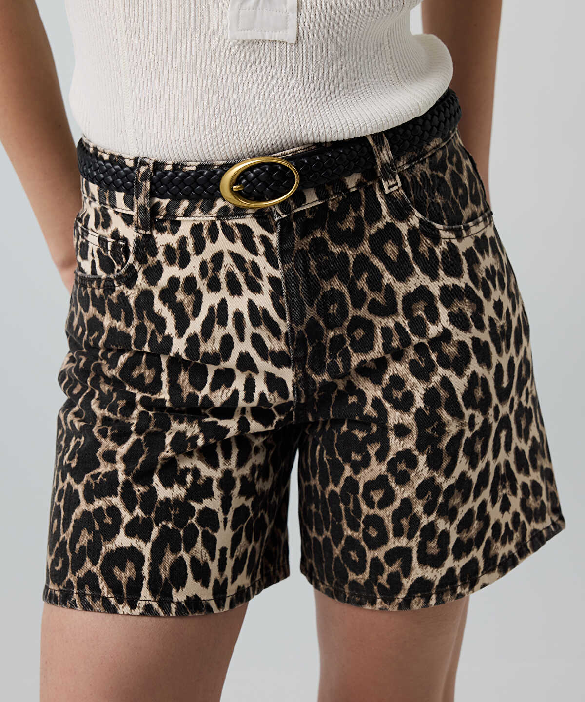 Leopard Print Non-Denim Shorts 