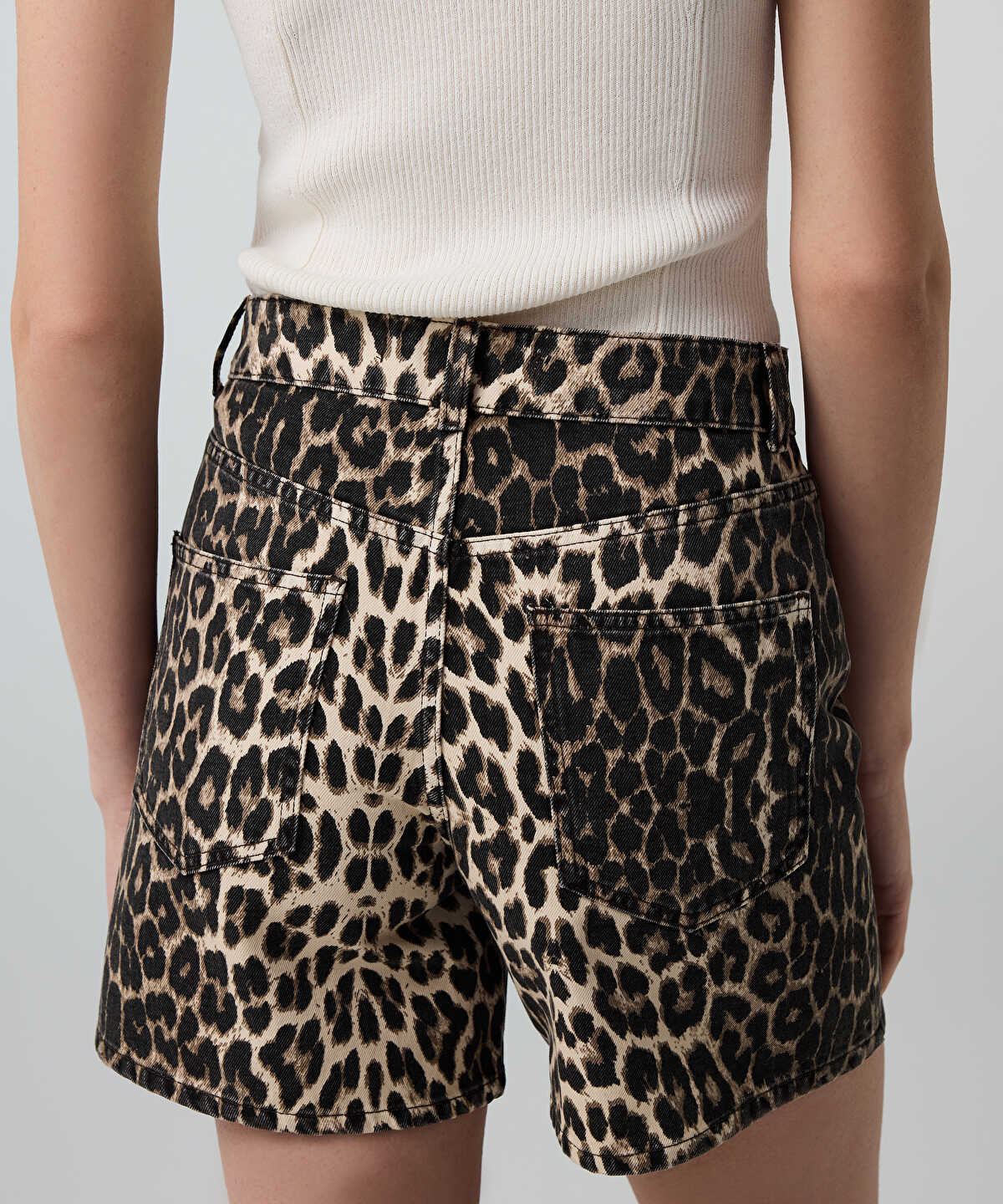 Leopard Print Non-Denim Shorts 