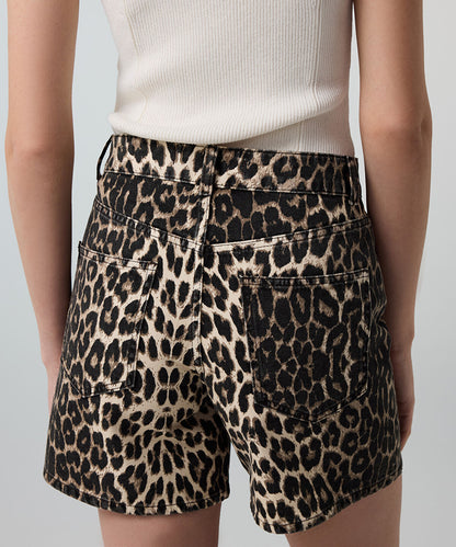 Leopard Print Non-Denim Shorts 