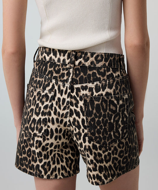 Leopard Print Non-Denim Shorts 