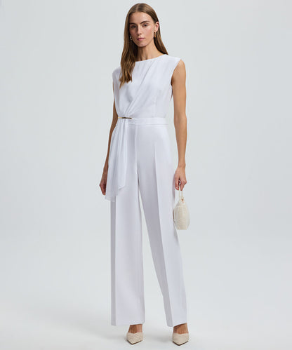 Pleated Jumpsuit with Gold Accent