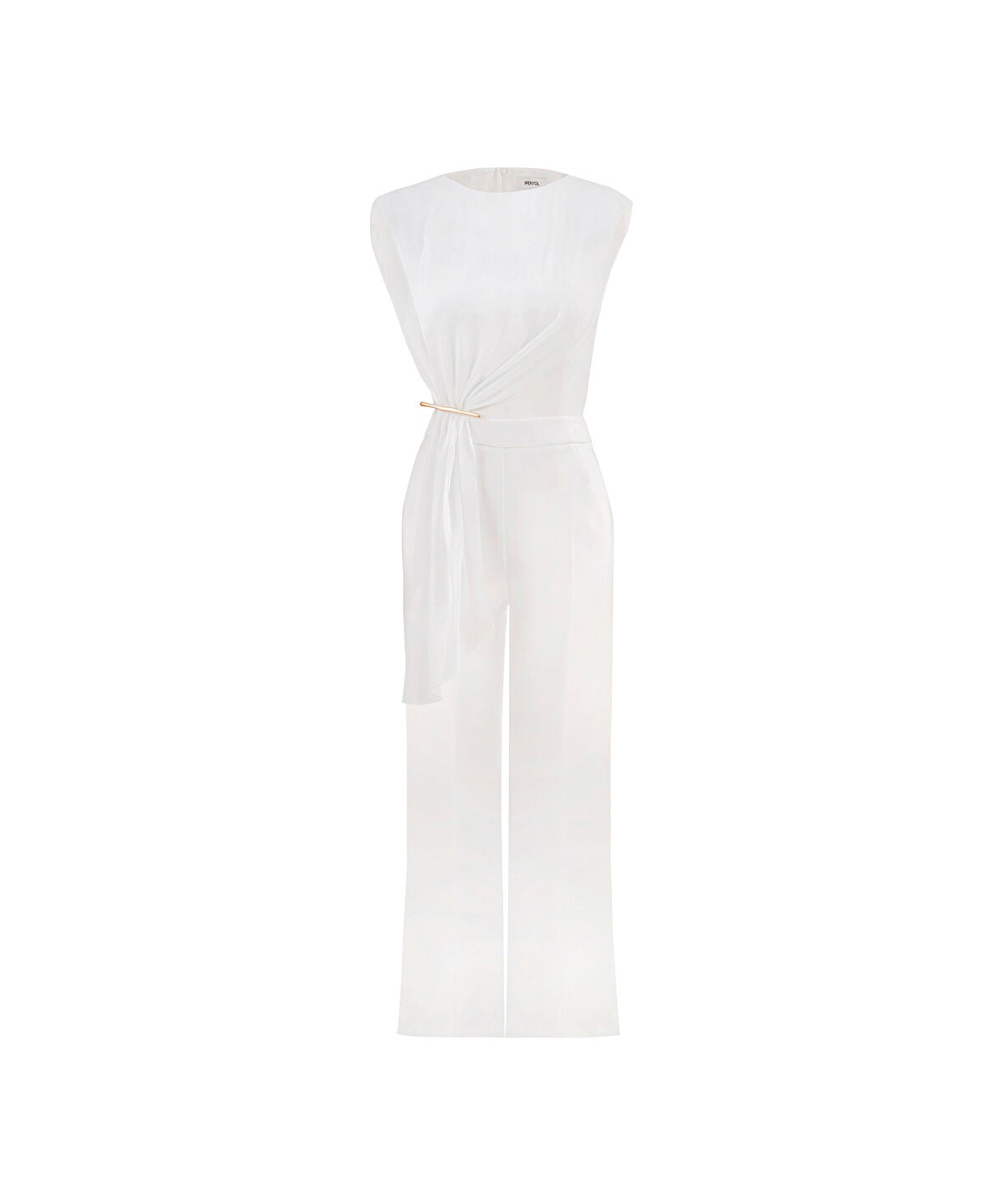 Pleated Jumpsuit with Gold Accent