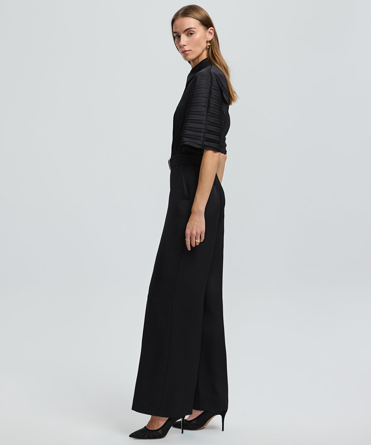Zoomed Pleated Wide-Leg Jumpsuit