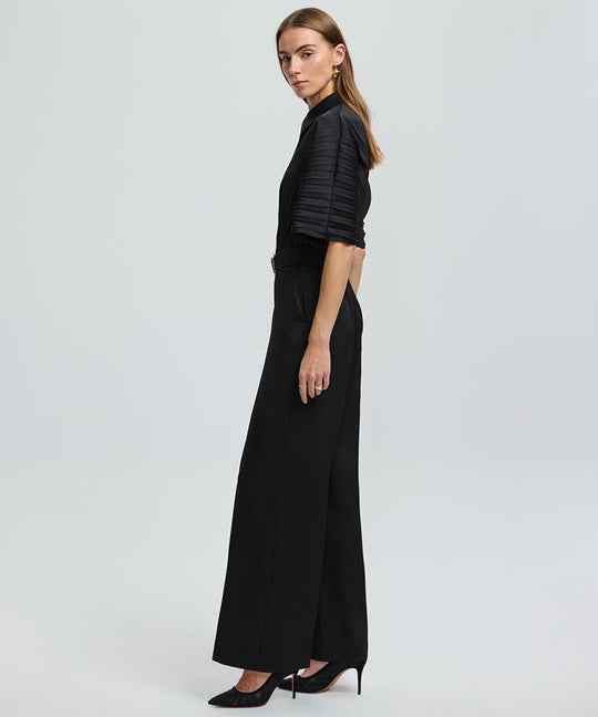 Pleated Wide-Leg Jumpsuit