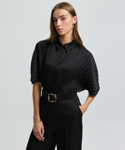 Pleated Wide-Leg Jumpsuit