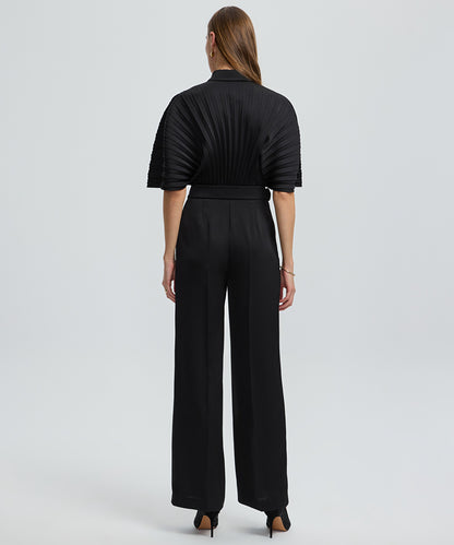 Pleated Wide-Leg Jumpsuit