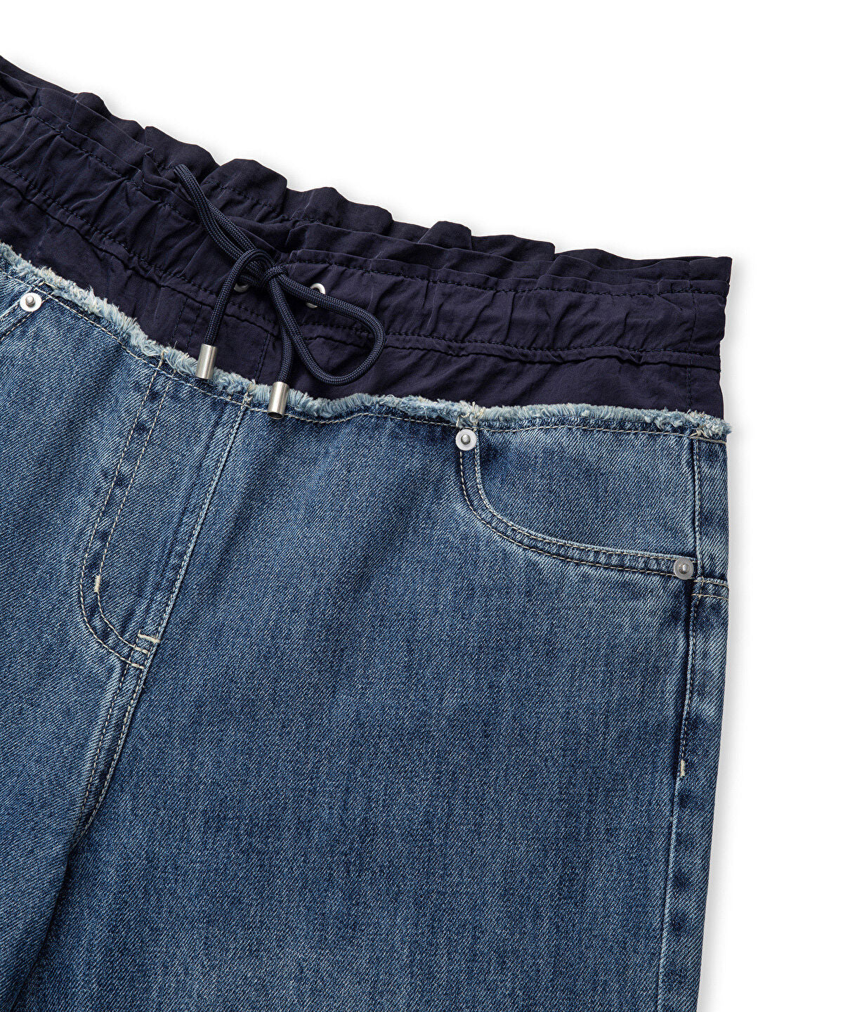 Zoomed Contrast Waist Jeans
