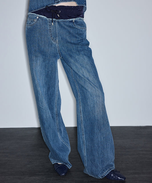Contrast Waist Jeans
