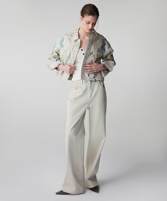 Embroidered Non-Denim Jeans