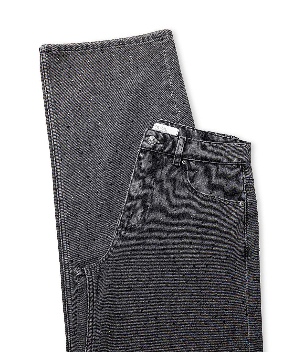 Zoomed Rhinestone Wide Leg Jeans