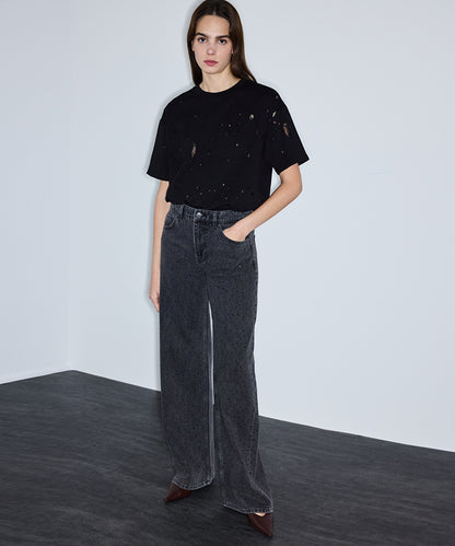 Rhinestone Wide Leg Jeans