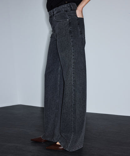 Rhinestone Wide Leg Jeans