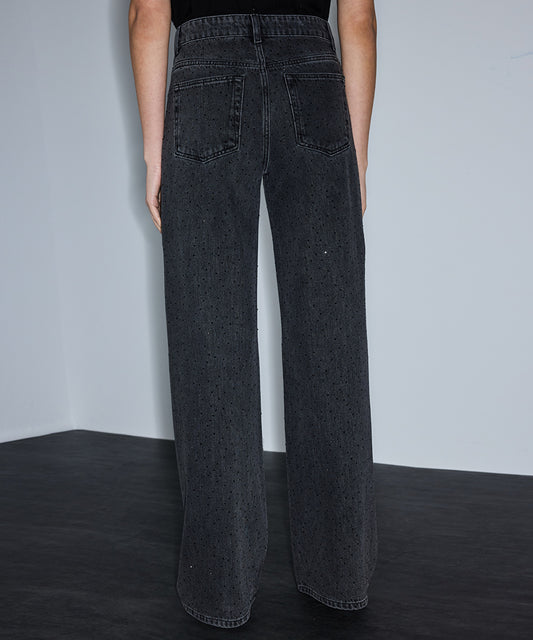 Rhinestone Wide Leg Jeans