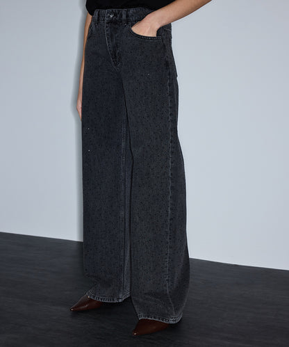 Rhinestone Wide Leg Jeans