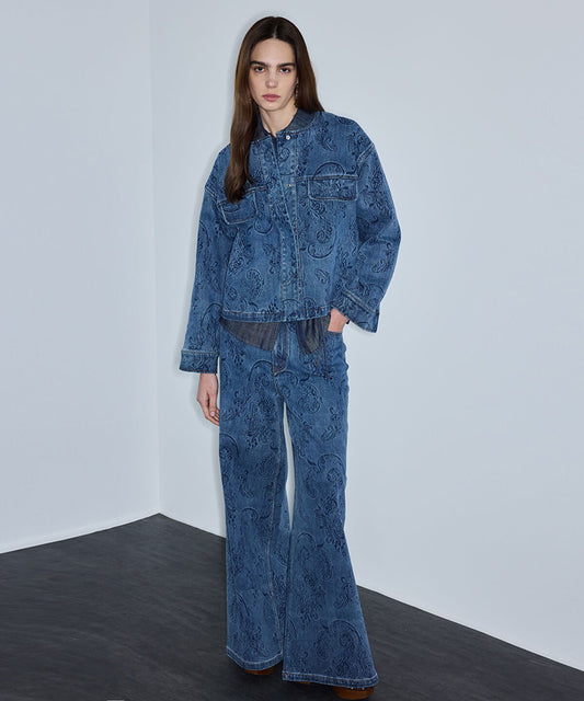 Printed Wide-Leg Jeans