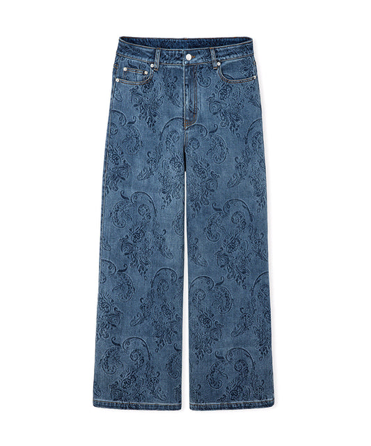 Printed Wide-Leg Jeans