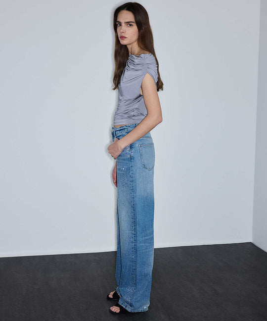 Rhinestone Wide-Leg Jeans