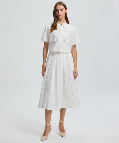 Lace-Trim Poplin Shirt