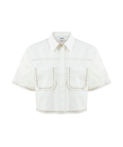 Lace-Trim Poplin Shirt
