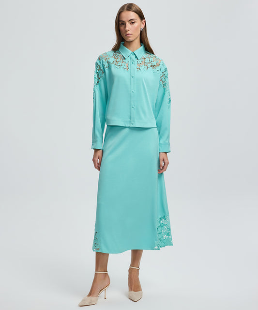 Shirt with Floral Lace Panel