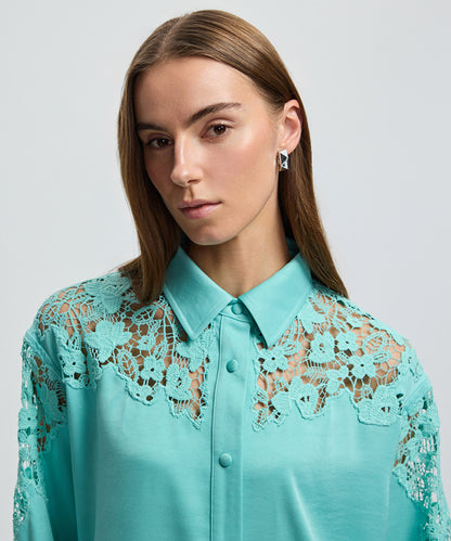 Shirt with Floral Lace Panel