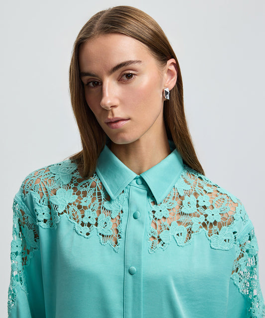 Shirt with Floral Lace Panel
