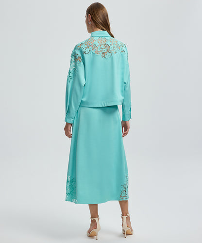 Shirt with Floral Lace Panel