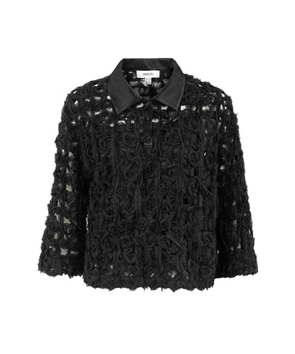 Textured Satin Trim Shirt
