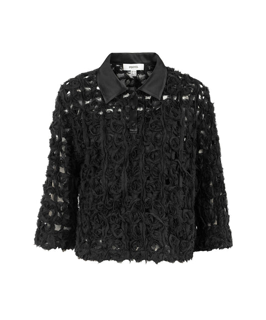 Textured Satin Trim Shirt