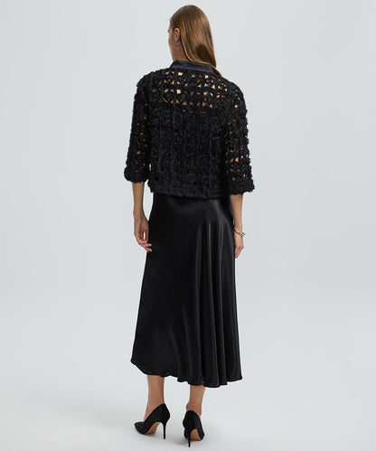 Textured Satin Trim Shirt