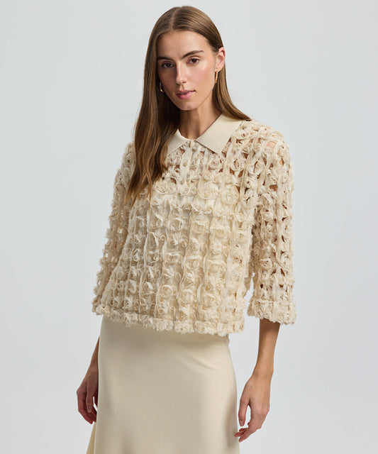 Contrast Collar Textured Shirt