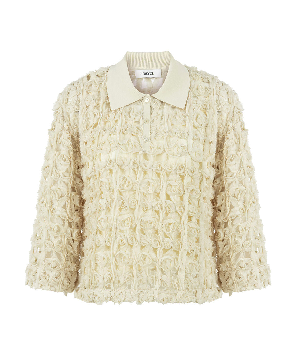 Contrast Collar Textured Shirt