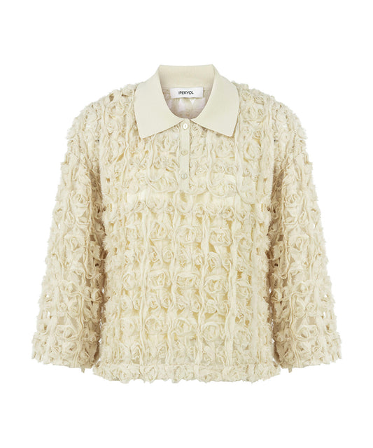 Contrast Collar Textured Shirt