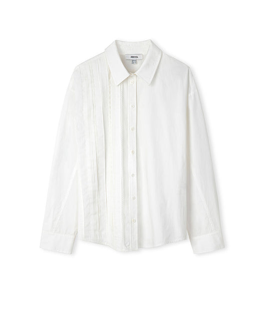 Lace Trim Mixed Media Shirt