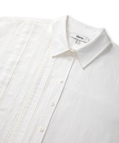 Lace Trim Mixed Media Shirt