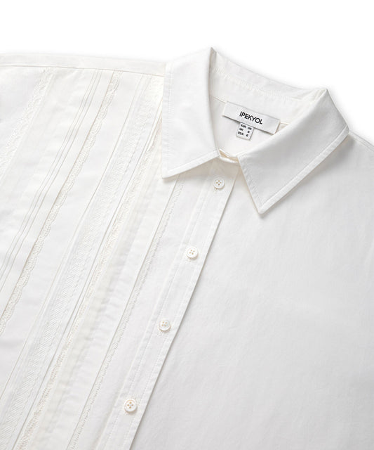 Lace Trim Mixed Media Shirt