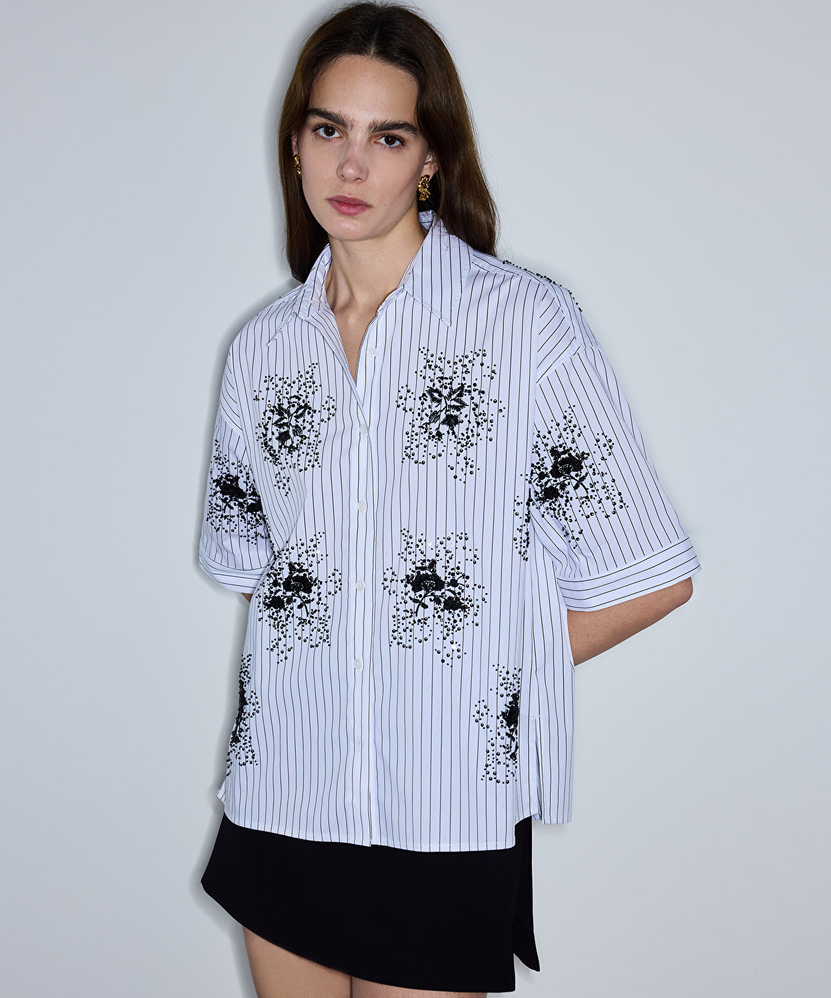 Zoomed Embellished Striped Shirt