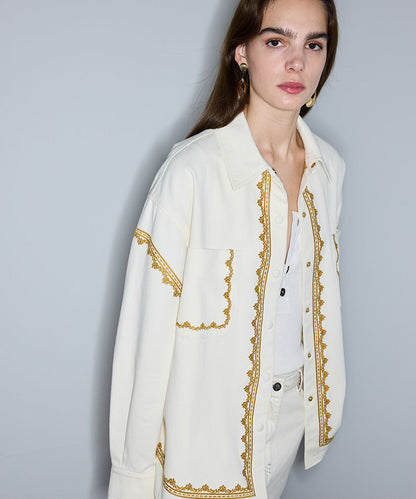 Embroidered Shirt Jacket