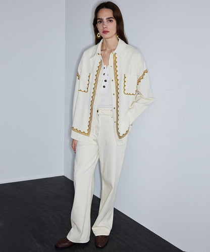 Embroidered Shirt Jacket